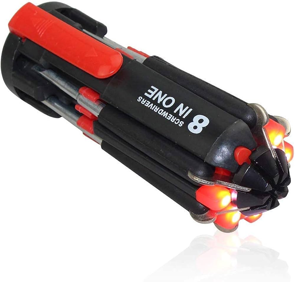 saki Anil 8 in 1 Multi-Function Screwdriver Kit With Led Portable Torch